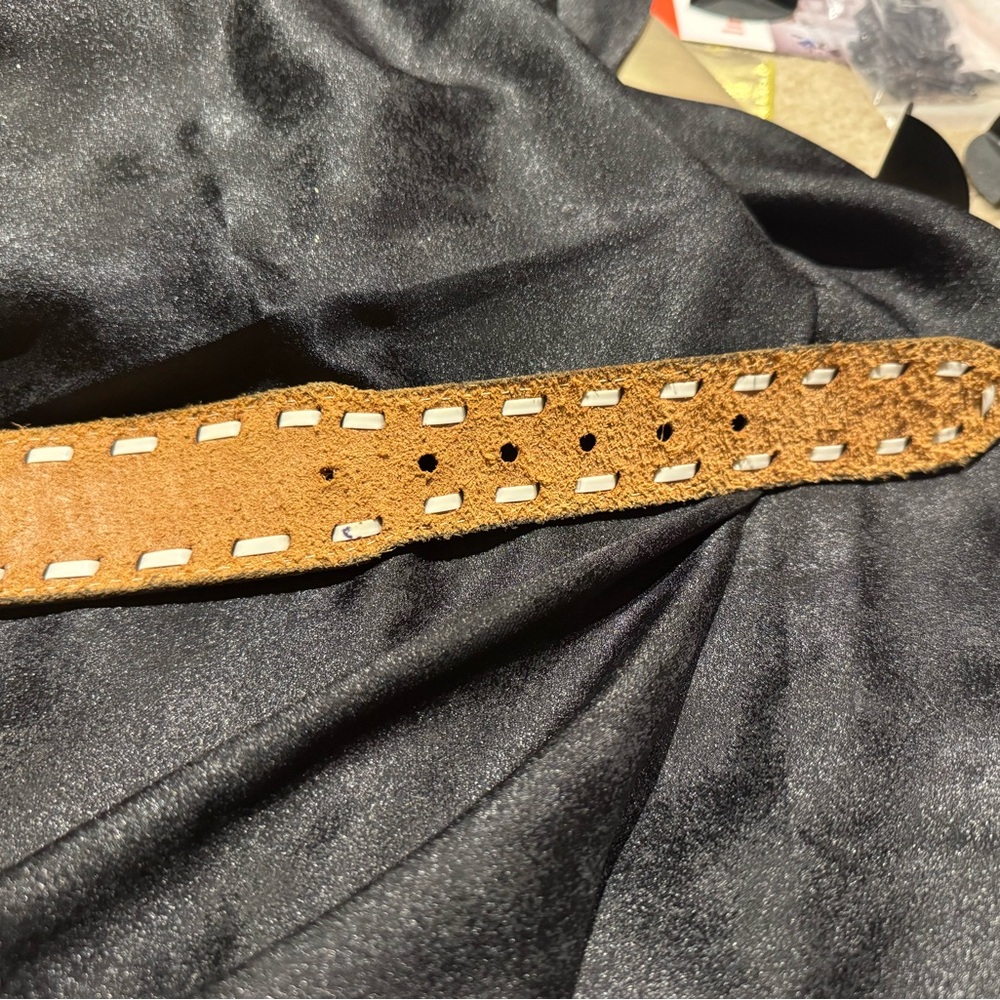 Western Cowboy Belt w/Cream Laced Leather Edging - Sz. 40 - Picture 10 of 12